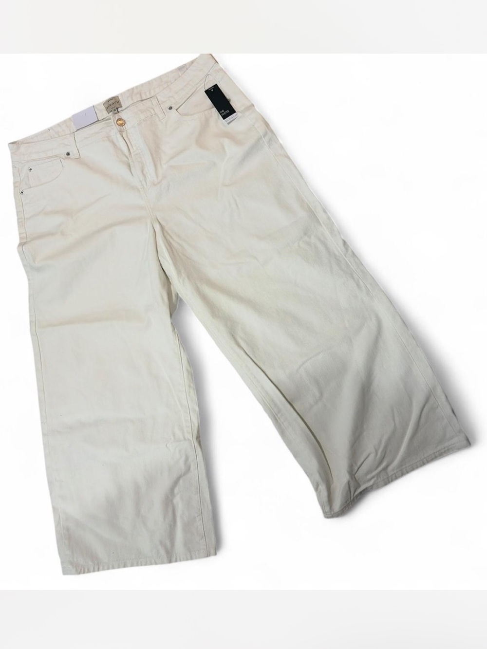 NWT Eloquii The Yvette White Wide Leg 100% Cotton Jeans